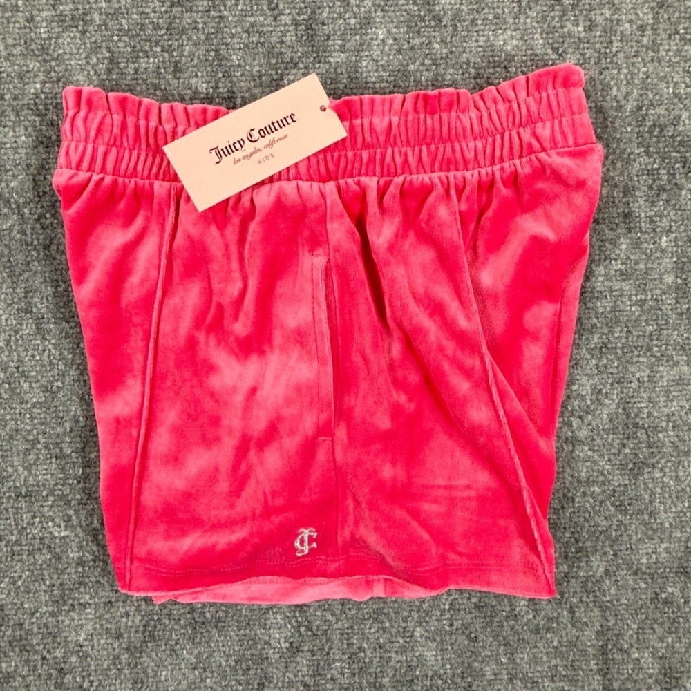 Juicy Couture Girls Velour Shorts Large 14-16 Fandango Pink Y2K Kids NWT